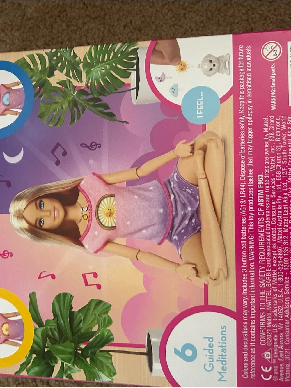 Barbie Self-Care Doll in Pink and Purple Outfit with Rainbow Motif